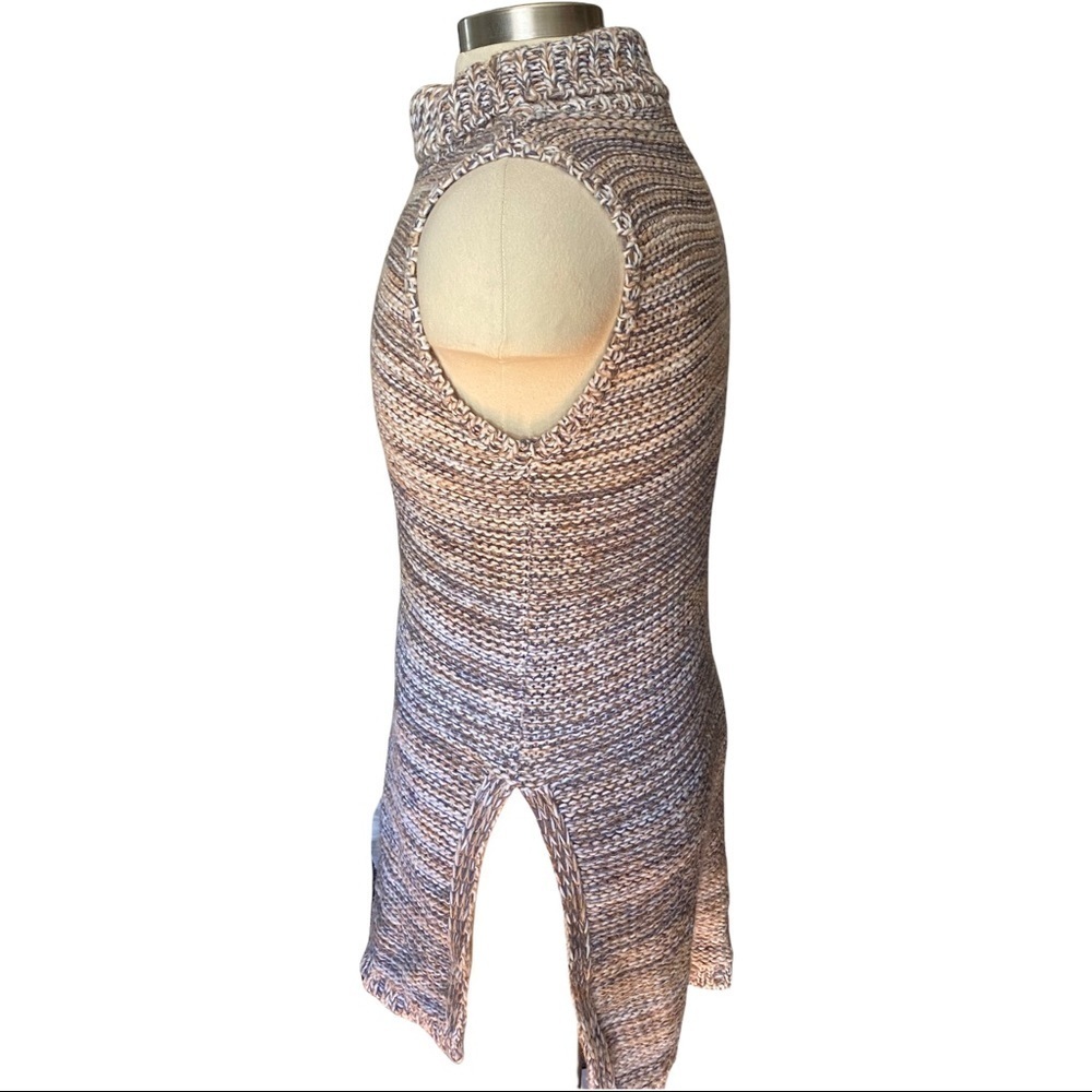 Cliche Earth Tones Crochet Knit 3-D Knit Turtleneck Sweater Mini Dress Women’s M - Picture 4 of 10